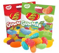 Sweet and Super Sour Vegan Gummy Candies, Fruit Flavored Jumbo Jelly Bean Shaped Gummies, Kosher Non-GMO Bagged Chewy Candy, Pack of 2, 3.5 Ounces Each