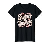 Sweet and Thriving Pastel Typography Design Value Graphic T-Shirt, Women, Black, M
