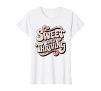 Sweet and Thriving Pastel Typography Design Value Graphic T-Shirt, Women, White, S