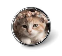 Sweet Animals Cute Cat Badge Holder Personalized Metal Button Pin Fashion Round Badge with Pattern Pin DIY Button Badges Exquisite Brooch Crafts Gift Clothes Decorative Pins