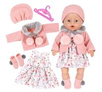 Sweet Baby Doll Clothes New Dress Coat Socks Hat Sets for 14-18 Inch Doll, Pink Baby Doll Outfits Accessories Compatible with New Born Baby Dolls Annabelle Doll 30-45cm Doll Clothes for Kids Birthday