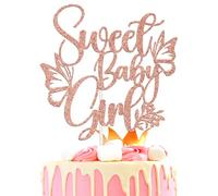 Sweet Baby Girl Cake Topper, Welcome Little One/Oh Baby/We Can Bearly Wait, Butterfly Gender Reveal Girls' First Birthday Baby Shower Party Decorations Supplies