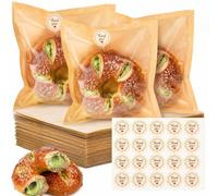 Sweet Bags with Seal, 100PCS,7.5x 7.1 Inch, Wax Cookie Bags with Window | for Treat Bakery Cake Biscuit,Heat Seal Cookie Gift Packaging Wrappersfor Valentine's Day, Mother's Day,Sweet Wrappers