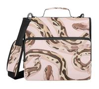 Sweet Ball Python Reptile Blush 3 Ringing 1.5 inch Sturdy Zipper Binder with Shoulder Strap Multiple Pockets Document Binder Organizer for School and Office