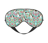 Sweet Basset Hound Florals Double Sided Sleep Mask Soft Comfortable Light Blocking Eye Cover for Night Rest