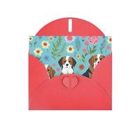 Sweet Basset Hound Florals Greeting Card With Envelope, Perfect for Friends, Family, Colleagues - Congratulations Card