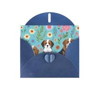 Sweet Basset Hound Florals Greeting Card With Envelope, Perfect for Friends, Family, Colleagues - Congratulations Card