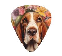 Sweet Basset Hound Florals - Guitar Picks-12 Pack Includes Thin, Medium & Heavy Gauges, Best Gift for Guitar Lovers