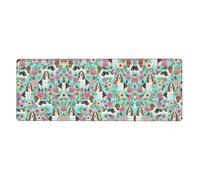 Sweet Basset Hound Florals Keyboard and Mouse Pad, Extra Large Desk Cover, Spill Resistance Mat for Smooth Tracking