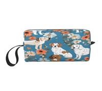 (Sweet Basset Hound Florals) Print Compact Travel Pouch - Lightweight Handheld Organizer, 600d Oxford Fabric & Foam Padding, Gym Essentials