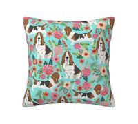 Sweet Basset Hound Florals Print Cushion Covers,Square Pillow Case Home Decorative For Men/Women Living Room Bedroom Sofa Chair 16"X16"