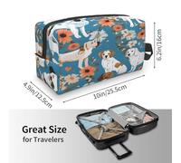 (Sweet Basset Hound Florals) Print Large Travel Toiletry Bag - 600d Oxford Fabric, Foam Padding, Gym & Weekend Trip Organizer