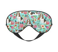 Sweet Basset Hound Florals Print Sleeping Eye Cover Eyeshade for Men Women Plane Travel Nap Night Sleeping