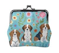 Sweet Basset Hound Florals Print Women'S Kiss Lock Coin Pouch, Mini Wallet For Cards And Lipstick, Soft Compact Purse