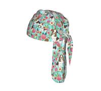 Sweet Basset Hound Florals Printed Breathable Cycling Cap, Moisture Wicking Headwrap Do Rag, for Tactical Paintball Use