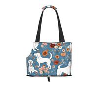 Sweet Basset Hound Florals Printed Foldable Pet Bag - Portable Puppy Cat Travel Handbag Tote,Pet Carrier Backpacks.