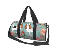 Sweet Basset Hound Florals Printed Sports Gym Bag with Wet Pocket & Shoes Compartment, Travel Duffel Bag for Men Women
