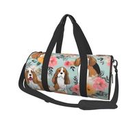 Sweet Basset Hound Florals Printed Sports Gym Bag with Wet Pocket & Shoes Compartment, Travel Duffel Bag for Men Women