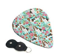 Sweet Basset Hound Florals Set Of 6 Guitar Plectrums For Acoustic Guitar, Electric Guitar, Bass, Ukulele - Thin, Medium And Thick.