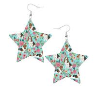 Sweet Basset Hound Florals Statement Earrings for Women, Star Drop Earrings, Elegant Dangle Jewelry for Formal Gatherings