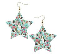 Sweet Basset Hound Florals Statement Earrings for Women, Star Drop Earrings, Elegant Dangle Jewelry for Formal Gatherings