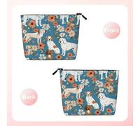 Sweet Basset Hound Florals - Themed Makeup Bag - Waterproof Hemp Cosmetic Pouch for Travel, Daily Use & Gifts (9.5x6.7x2in)