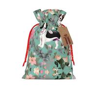 Sweet Basset Hound Floralsprint Christmas Gift Bag, Drawstring Christmas Bags For Holiday Gifts, Party Favors