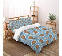 Sweet Bear Cub Fantasy Bedding Set 3D Printed Cute Animal Theme Duvet Cover Set 3 Pieces Microfiber Quilt Cover Suitable for All Seasons with Pillowcase Double（200x200cm）