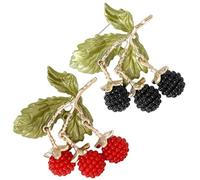 Sweet Berry Shaped Brooch, Delicate Enameled Fruit Pin, Casual Party Accessories for Suit Scarf Hat, Dress and Coats Sweater(Black red)