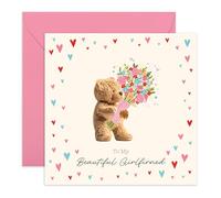 Sweet Birthday Card- 'Beautiful Girlfriend Bear' - Gifts for Her, Babe, Women, Ladies - Cuddly Bear - Comes with Fun Stickers