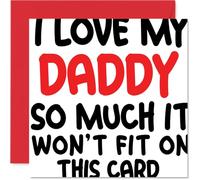 Sweet Birthday Card for Daddy - Bursting with Love - Bold Red and Black Text with Playful Heart Motif, Father's Day - 145mm Square, Envelope Included