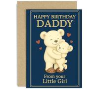 Sweet Birthday Card for Daddy from Daughter, Little Girl Design, Classic Traditional Cute Teddy Bear Design, for Father Parent, Blank Inside with Envelope