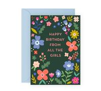 Sweet Birthday Card For Friends - 'From The Girls Floral' - Gifts for Girlfriends, Besties, Best Friends, BFF, Her, Sisters - Colourful Flowers - Comes with Fun Stickers