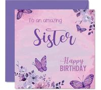 Sweet Birthday Card for Sister, Whimsical Butterflies and Flowers