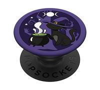 Sweet Black Cat Witch Hekate Moon Hat Magic Wicca Cat PopSockets Swappable PopGrip