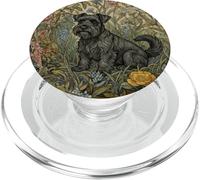 Sweet Black Schnauzer in Old English Garden PopSockets PopGrip for MagSafe