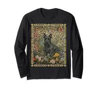 Sweet Black Scottish Terrier in an English Garden Long Sleeve T-Shirt