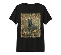 Sweet Black Scottish Terrier in an English Garden Premium T-Shirt