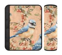 Sweet Blue Jay Birds Peach 2 pcs Child seat Belt Strap Cover Release Stress to Your Neck and Shoulders for Van Protector para cinturón de carro