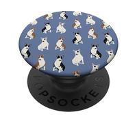 Sweet Bull Terrier Dreams Mini Bull Pattern In Blue PopSockets Adhesive PopGrip
