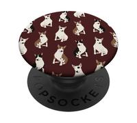 Sweet Bull Terrier Dreams Mini Bull Pattern On Burgundy PopSockets Adhesive PopGrip