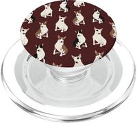 Sweet Bull Terrier Dreams Mini Bull Pattern On Burgundy PopSockets PopGrip for MagSafe