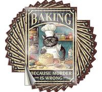 Sweet Bumper, Work Window Cat Baking Because Murder is Wrong | Funny Quote Winter Decals(8X12CM)