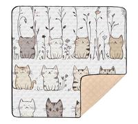 Sweet Burmesecats White Cute Foldable Baby Playmat for Floor Lightweight Kicking Mat for Baby Toddler Infant, 50'' x 50''