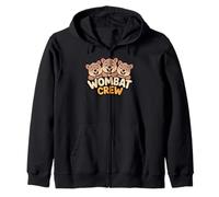 Sweet Burrow Colorful Australian Wildlife Retro Brown Wombat Zip Hoodie