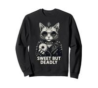 Sweet But Deadly Funny Donut Cat Punk Rock Women Graphic Sweatshirt