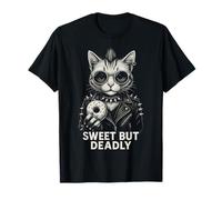 Sweet But Deadly Funny Donut Cat Punk Rock Women Graphic T-Shirt