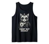 Sweet But Deadly Funny Donut Cat Punk Rock Women Graphic Tank Top