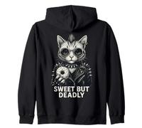 Sweet But Deadly Funny Donut Cat Punk Rock Women Graphic Zip Hoodie