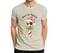 Sweet But Twisted Candy Cane Santa Hat Sunglasses Bow Christmas Men's T-Shirt, natural, 3XL